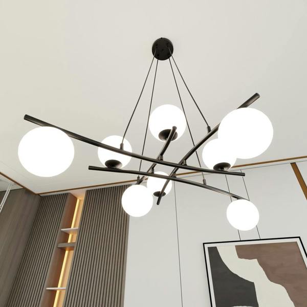 Emibig ESSA Pendant lamp 8 x E14 Black with White Shade