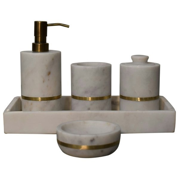 Artisan Furniture Brass Inlay Bathroom Set of 5