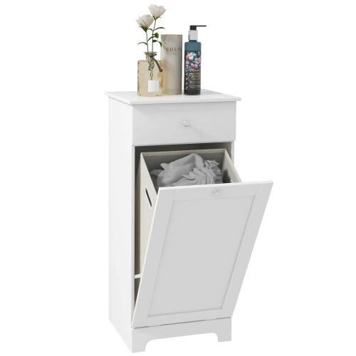 Wyld Haus Faratti White Single Hamper Laundry Storage Cabinet