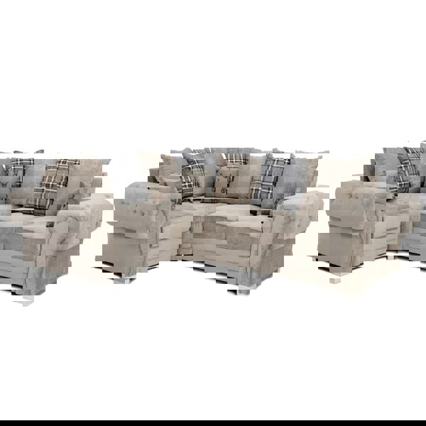 Furnishings For Less Milan Chesterfield Fabric 4 Seater Corner Sofa - Scatter Back