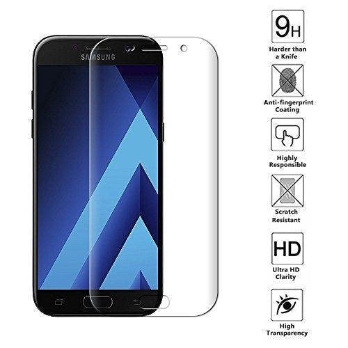 Samsung Galaxy A5 2017 Protector, Tempered Glass Protective Films Invisible Transparent Clear Protection Display Shield - (Pack of 2)