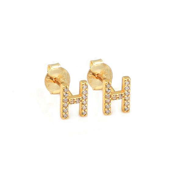 Say It With Dainty Initial Earring Pair - Yellow Gold