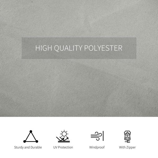 Light grey polyester gazebo wall fabric with zipper and durable construction features