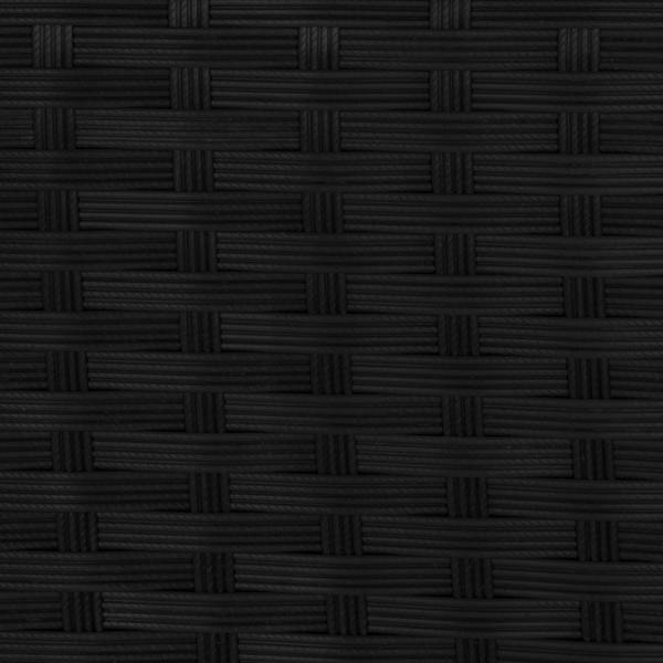 Textured black rattan weave of a cushion storage box, showcasing a modern design perfect for outdoor or indoor use