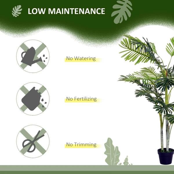 Artificial topiary tree with dark green fronds in a dark pot