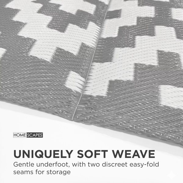 HOMESCAPES Outdoor Rug Luxury Waterproof Reversible Recycled, For Garden, Zoe Geometric