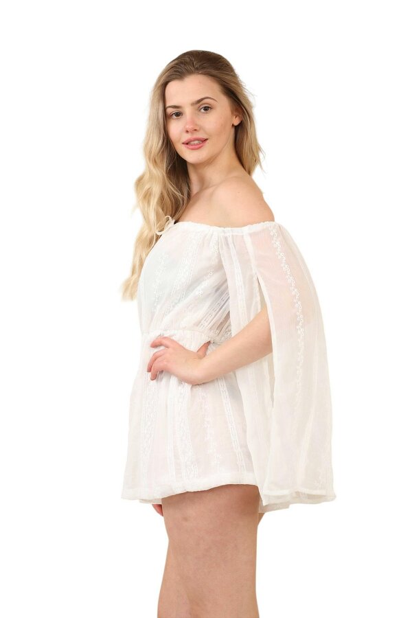 Boho Chic White Off-Shoulder Playsuit – Elegant Summer Romper