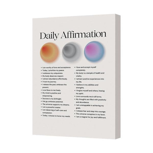 Benjamin Tate Design Daily Affirmation Canvas Print Wall Art Handmade in the UK