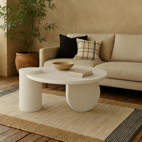 Wyld Haus Atlanta White Abstract Round Coffee Table