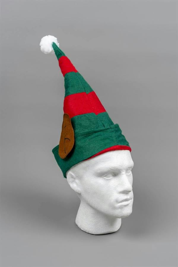 Shatchi One Size Christmas Elf Hat with Ears in Green, Soft Polyester Fancy Dress Accessory