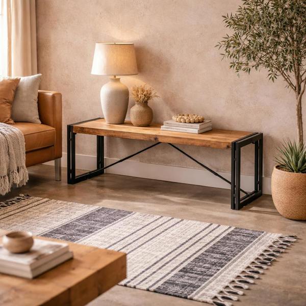 Wyld Haus Toivakka Industrial Reclaimed Wood and Metal Dining Bench