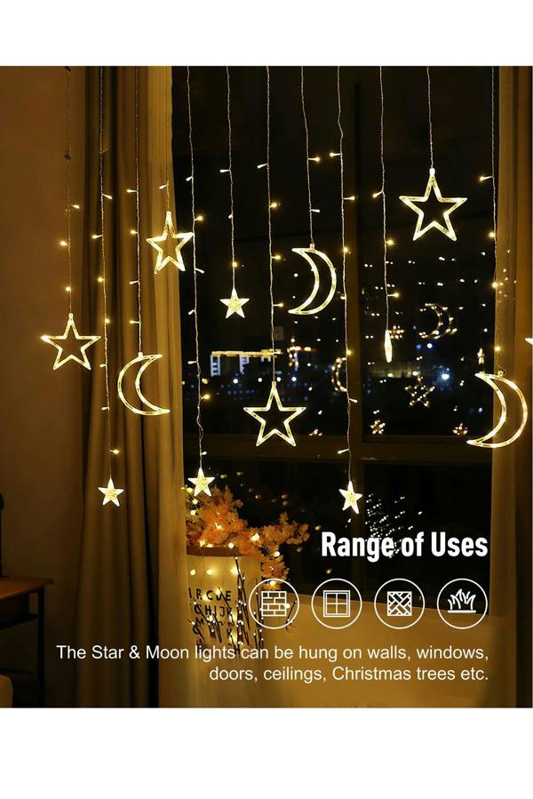 Groundlevel Indoor / Outdoor Star and Moon LED Curtain Lights