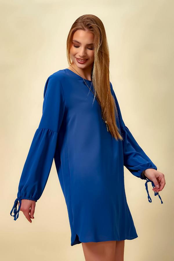 Hoxton Gal Oversized Patchwork Sleeves Top in Blue