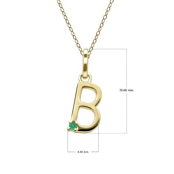 Gemondo Initial Emerald Letter Necklace In 9ct Yellow Gold
