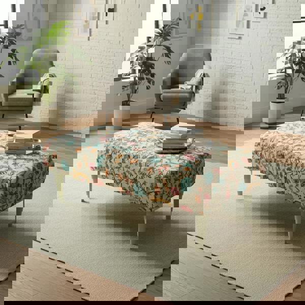 Modern artistic footstool adding a painterly statement to any room