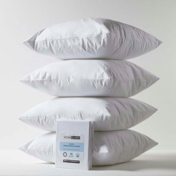 HOMESCAPES Waterproof Pillow Protectors Pack of 4
