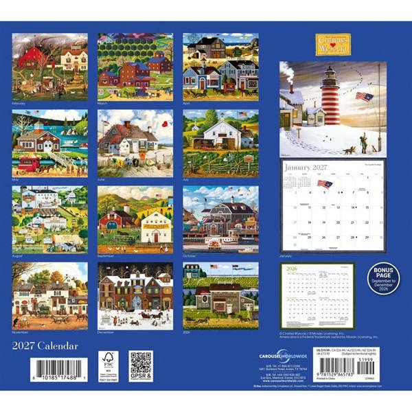 Wysocki Americana Deluxe Calendar 2027, Wall Calendars, Month To View, Art, Gift