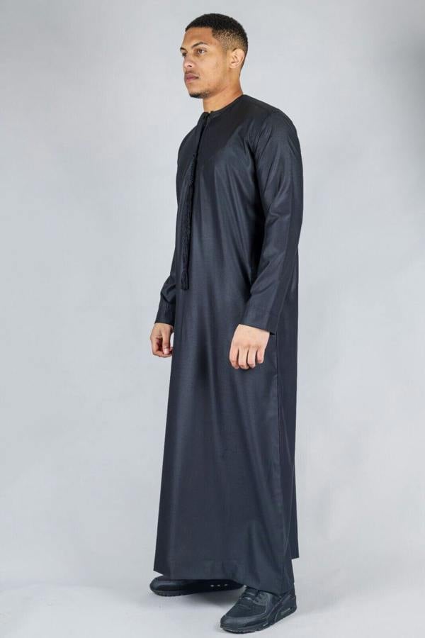 Infinity Leather Men's Thobe Emirati Islamic Jubba Robe Eid Tassel Regular Fit