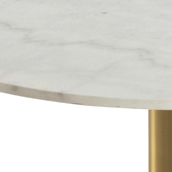 Furniture To Go Corby Round Coffee Table with White Polished Marble Top & Gold Base