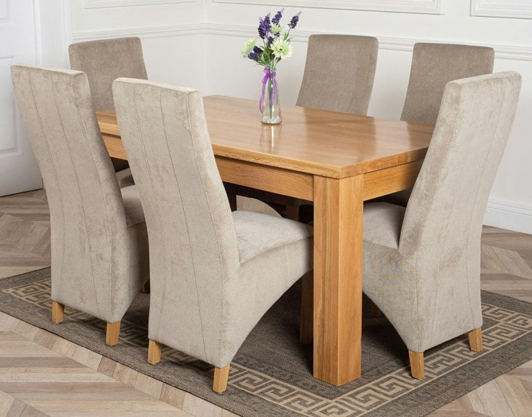 That's Furniture Dakota Medium Oak Dining Table with Lola Fabric Chairs