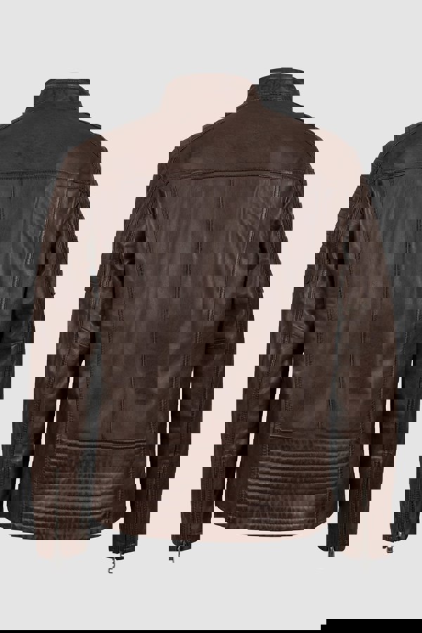 Brown Smart Zip-Up Genuine Leather Biker Jacket