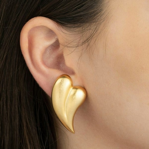 Gold Trip Vintage Gold Heart Clip On Earrings