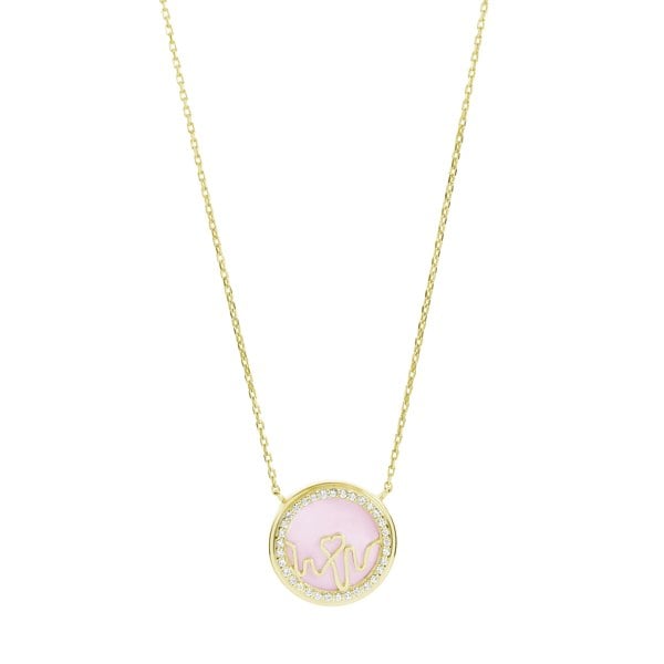 Loves Frequency™ Gold Pink Opal Vermeil Heartbeat Necklace image 2