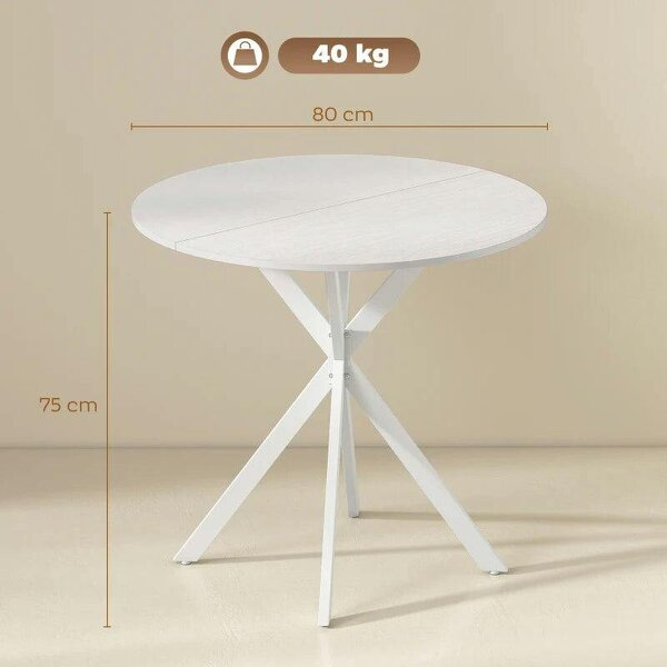 80cm Industrial Round Dining Table - White