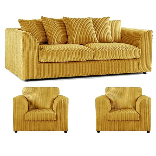 Furnishings For Less Luxor Full Jumbo Cord 3 Seater and 2 x Armchairs - Scatter Back