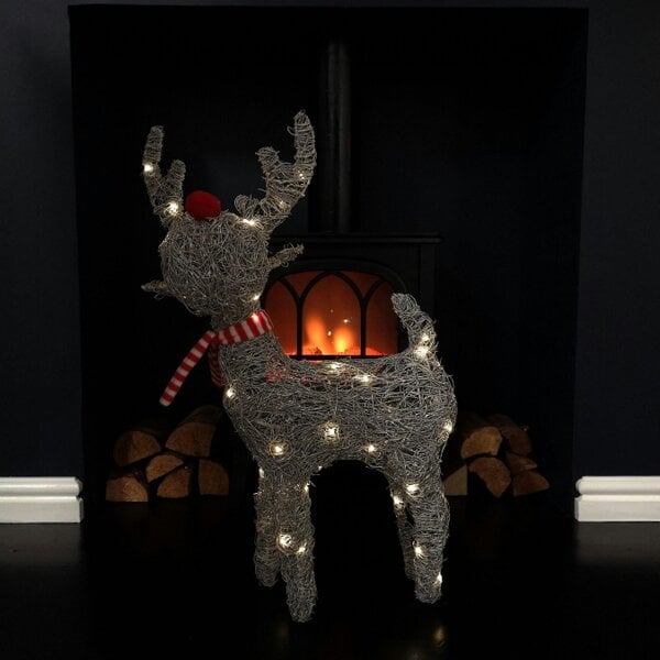 Samuel Alexander 66cm Battery Operated Rattan Woven Cupid Reindeer with Warm White LEDs