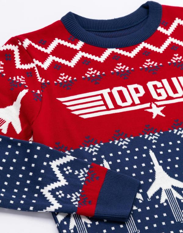 Top Gun Mens Blue Knitted Christmas Jumper Jumper