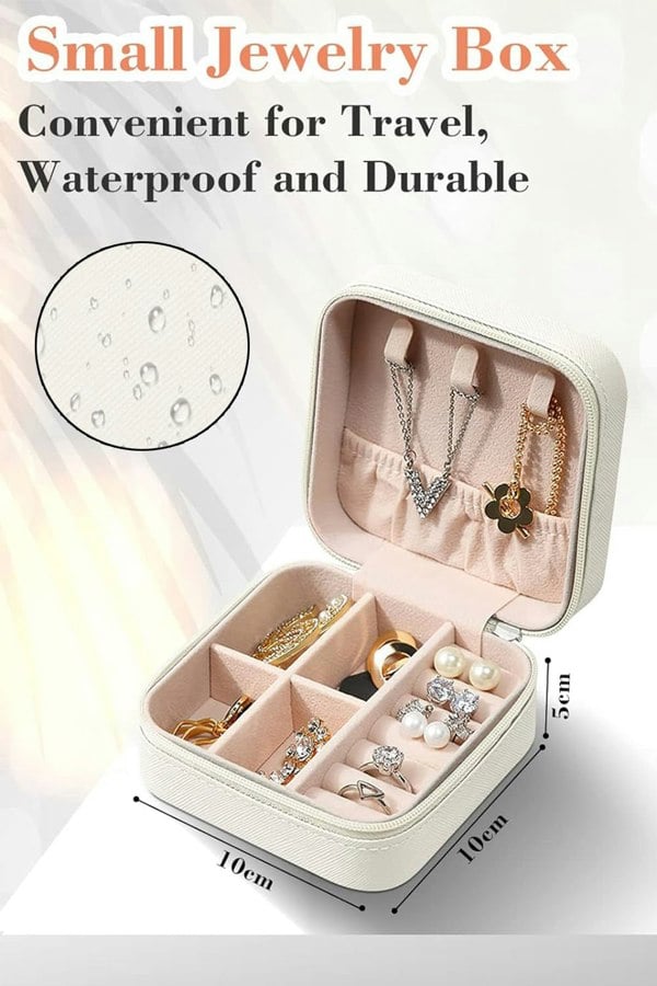 Living and Home Mini Portable PU Leather Jewelry Box Organizer Travel Jewellery Display Holder for Women