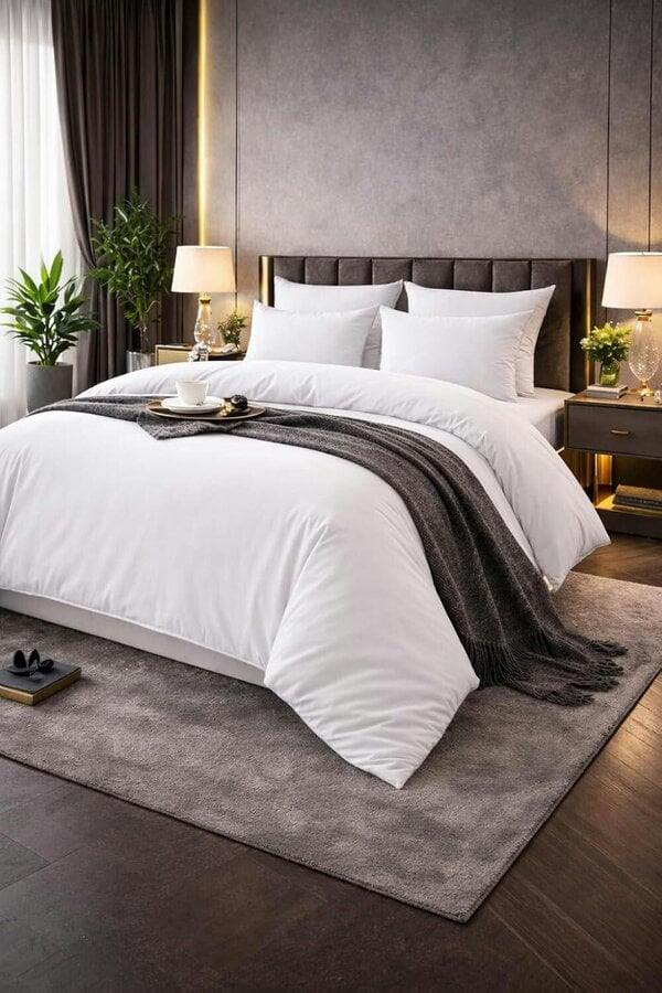 Night Zone 400 Thread Count Egyptian Cotton Duvet Cover Set – Hotel Collection Sateen Bedding - White