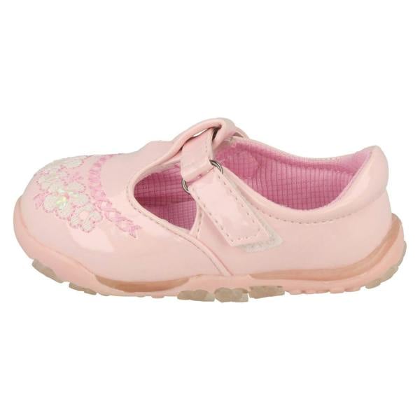 Cutie Girls Cutie T-Bar Flats With Floral Embroidery Detail