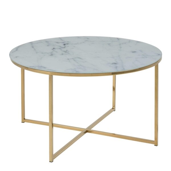 Wyld Haus Vodskov White Marble Round Coffee Table Gold Legs