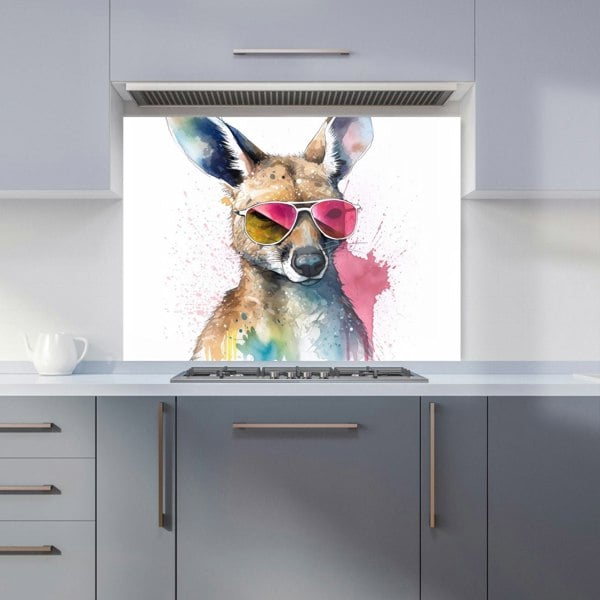 Warren Reed - Designer Wallaby In Pink Glasses Kitchen Splashback