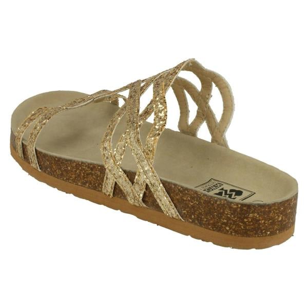 Down to Earth Ladies Down To Earth Cork Effect Glitter Sandals