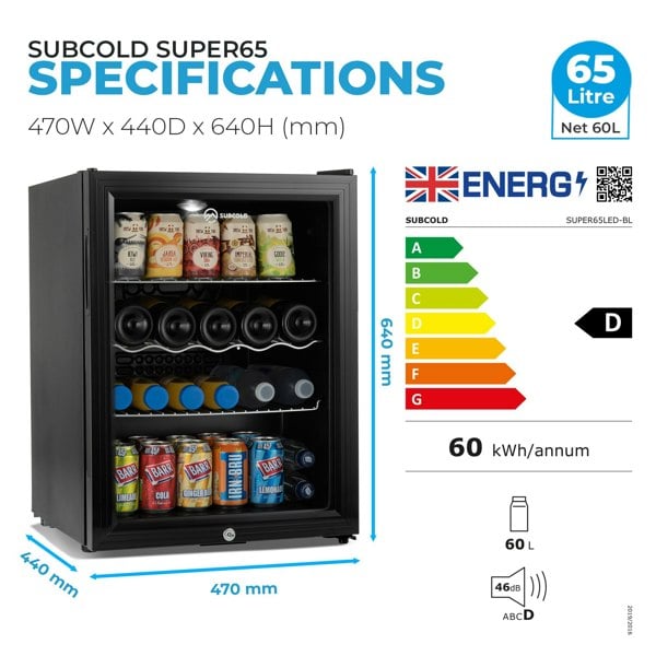 Subcold Super 65 LED Beer Fridge - Black