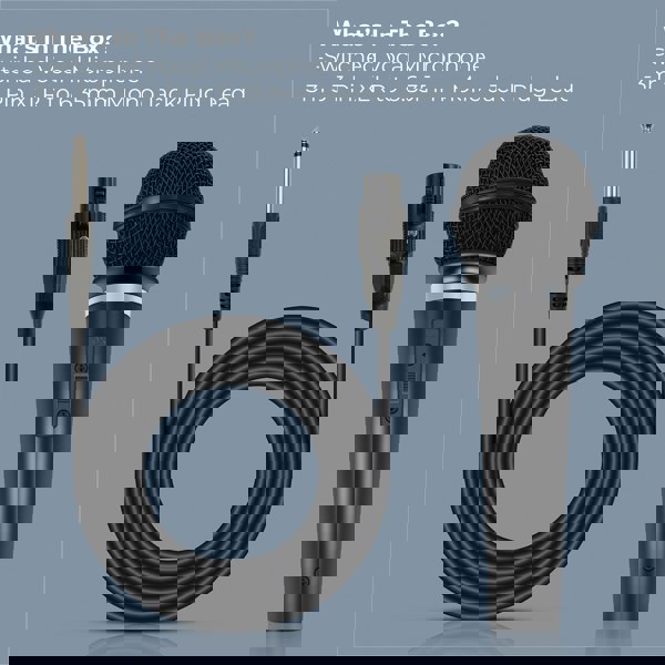 Mr Entertainer Soundlab Dynamic Vocal Microphone With Fixed 3m 6.35mm Jack Lead Black