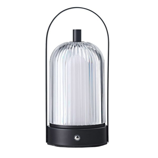 Lantern Rechargeable Touch Dimmable Matte Black Table Lamp with Clear Shade Image 1