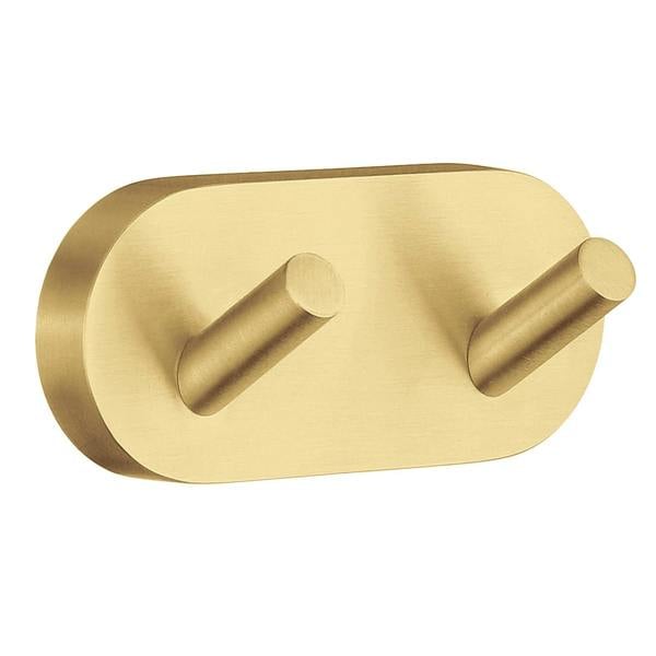 Brushed brass double towel hook