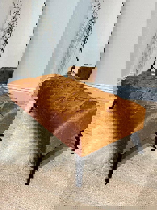 PREMIUM BURNT ORANGE VELVET Ottoman footstool