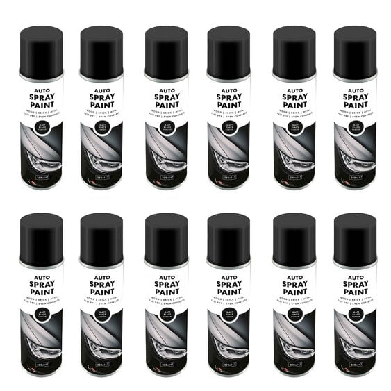 Overlay 12X Overlay Matt Black Auto Professional Spray Paint 250ml