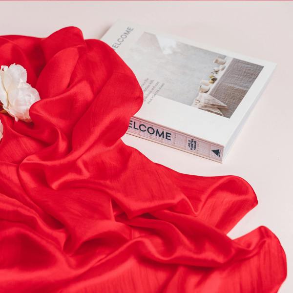 Bright Red Silk Scarf – Hand-Dyed Mulberry Silk, Christmas Gift & Wedding Wrap