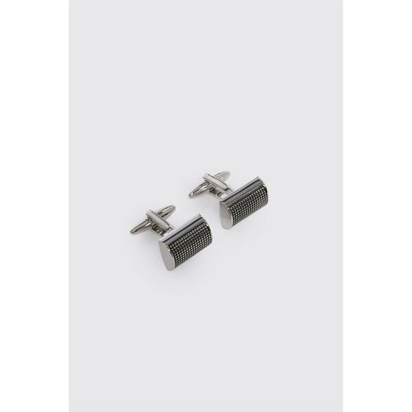 Limehaus Silver Textured Half Barrel Cufflinks