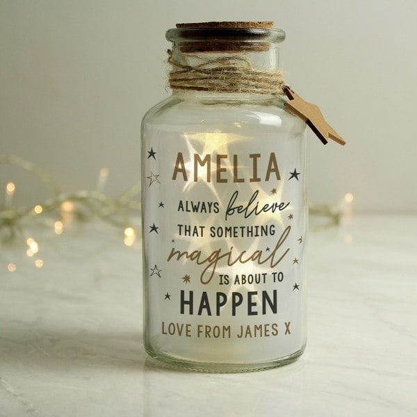 Personalised Memento Company Personalised Magical Things Happen LED Glass Jar