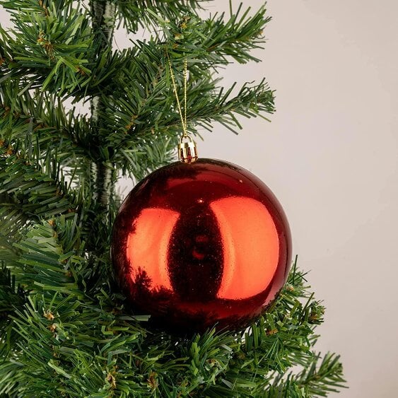 Shatchi Red Shatterproof Christmas Baubles in Pack Sizes of 3 or 6, 10cm Tree Decorations