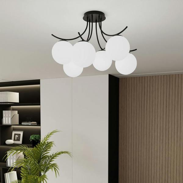 Emibig BOSTON Ceiling lamp  6 x E14 Black with White Shade