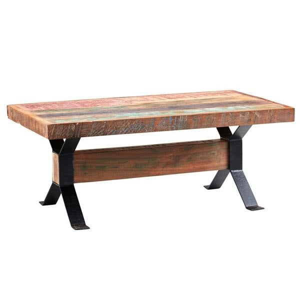 Wyld Haus Seattle Reclaimed Wood and Metal Coffee Table