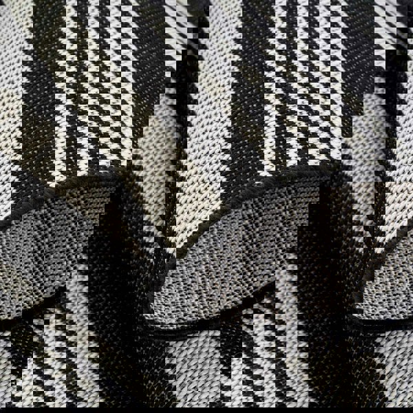 Striped Design Outdoor Rug for Garden in Black | The Rugs